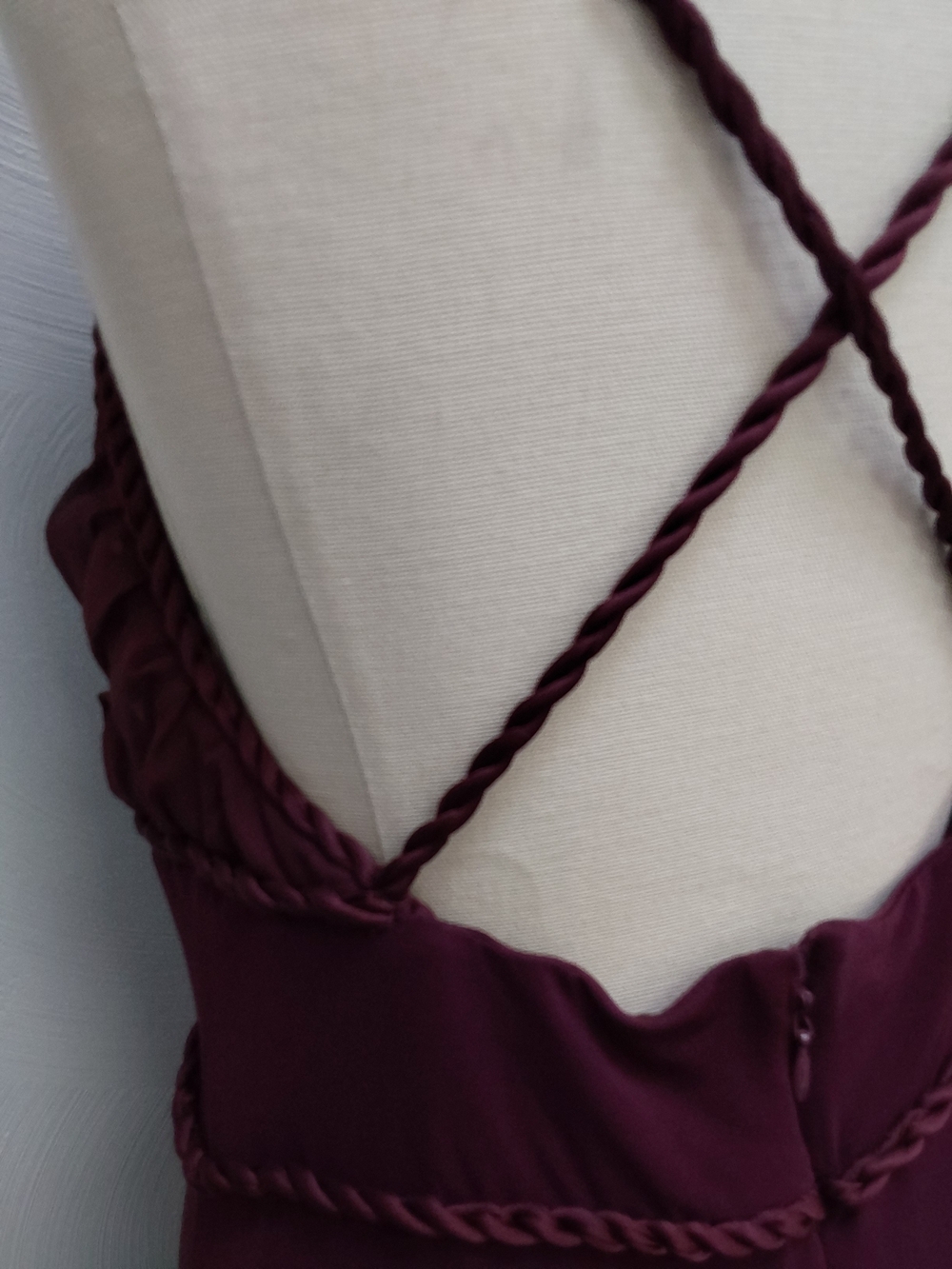 Bebe  Dancing Girl Slip Dress Burgundy Small Low Rope Back - Picture 6 of 8